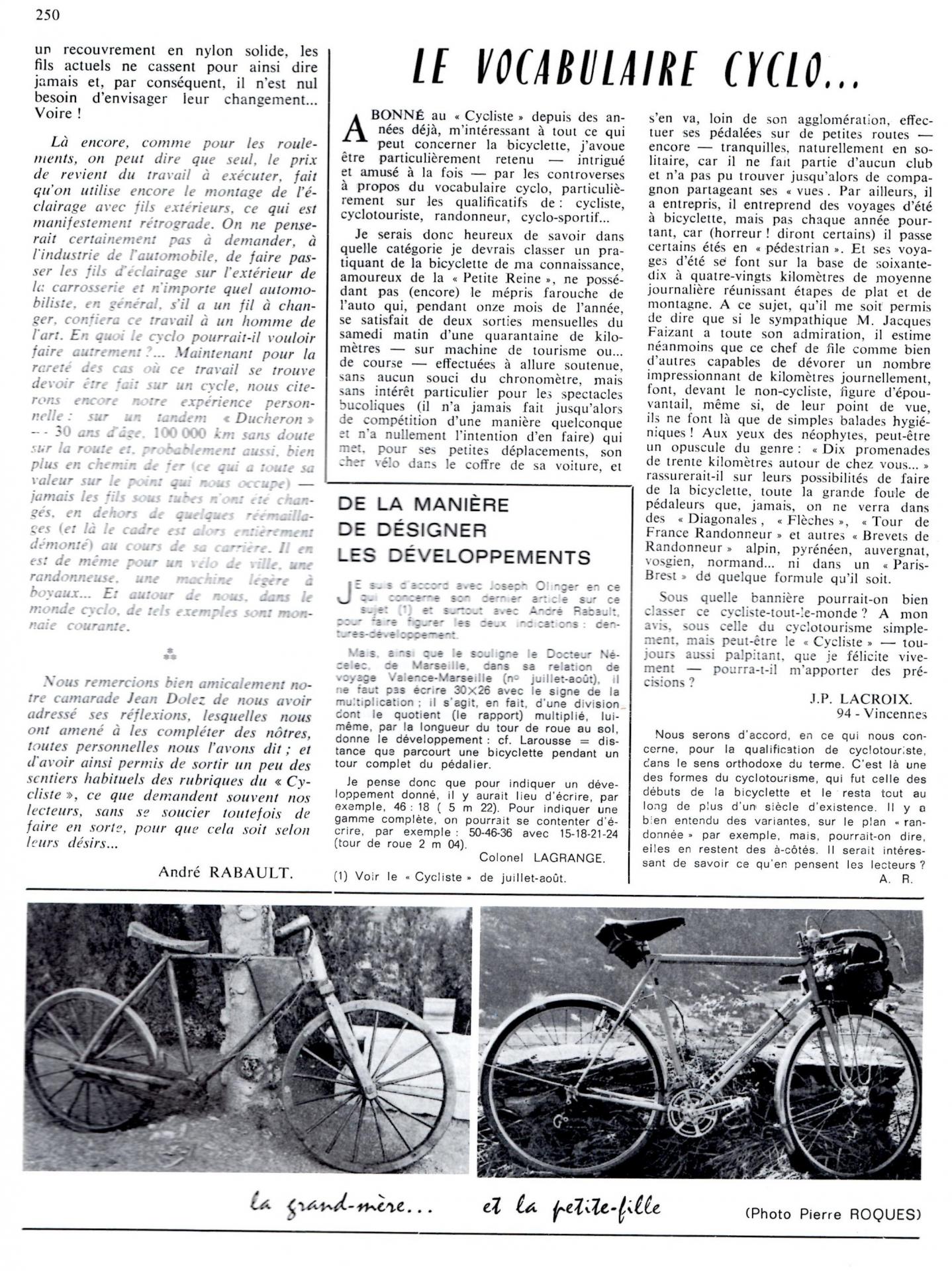 1971 une randonneuse jo routens dans le cycliste