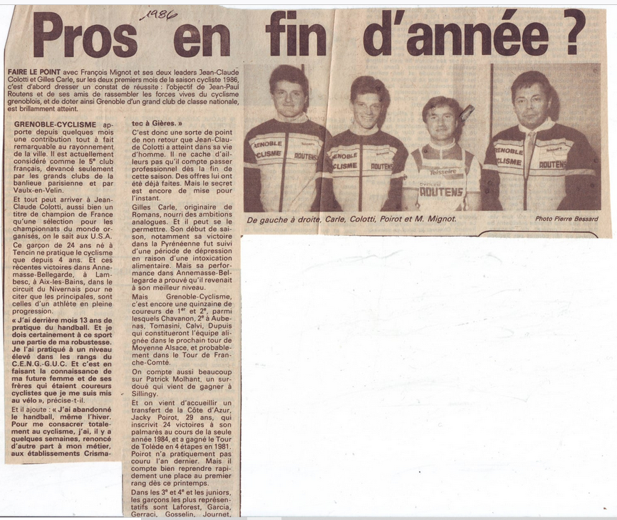 1986 team grenoble cyclisme routens
