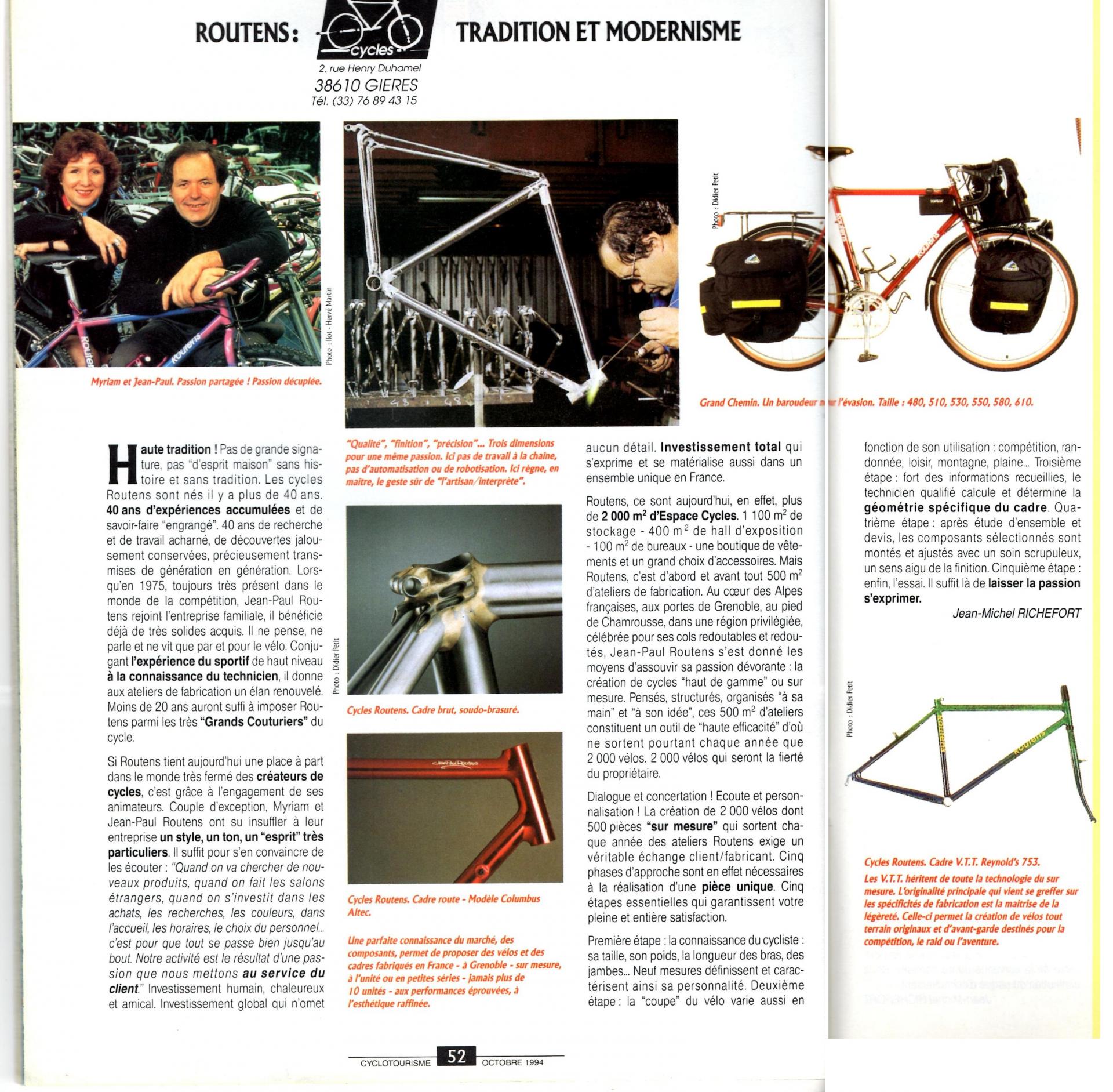Article revue cyclotourisme 1994