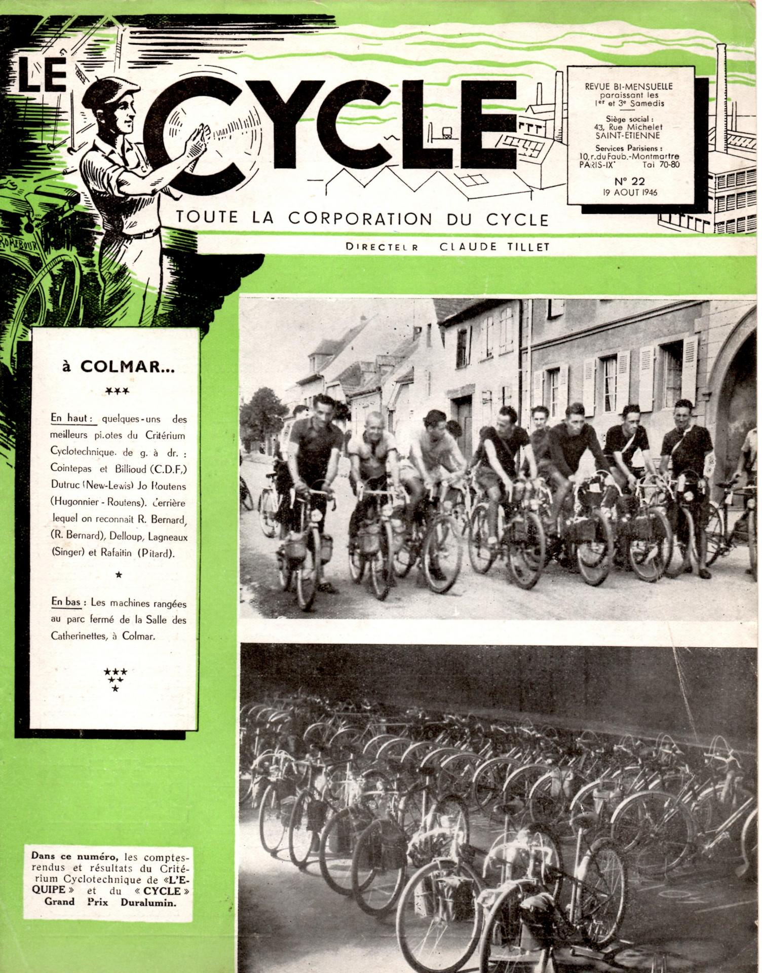 Couve le cycle aout 1946 criterium cyclotechnique