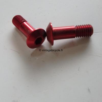 jeu de 2 vis Ergal pour roulette dérailleur arriére 5x15mm anodisé rouge. NOS