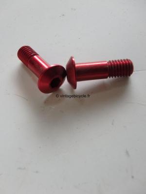 jeu de 2 vis Ergal pour roulette dérailleur arriére 5x15mm anodisé rouge. NOS