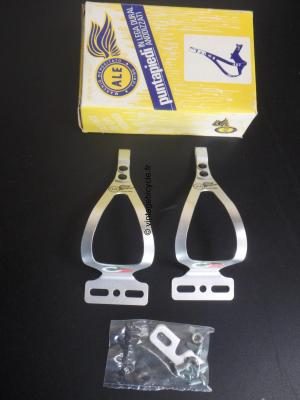 ALE short Alloy silver Toe clip pair. NOS