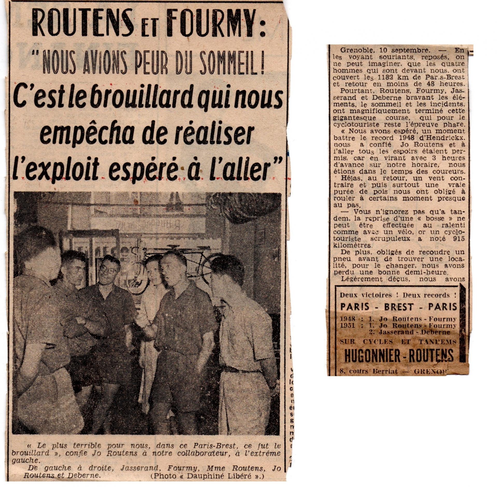 Paris brest paris 1951 jo routens rene fourmy