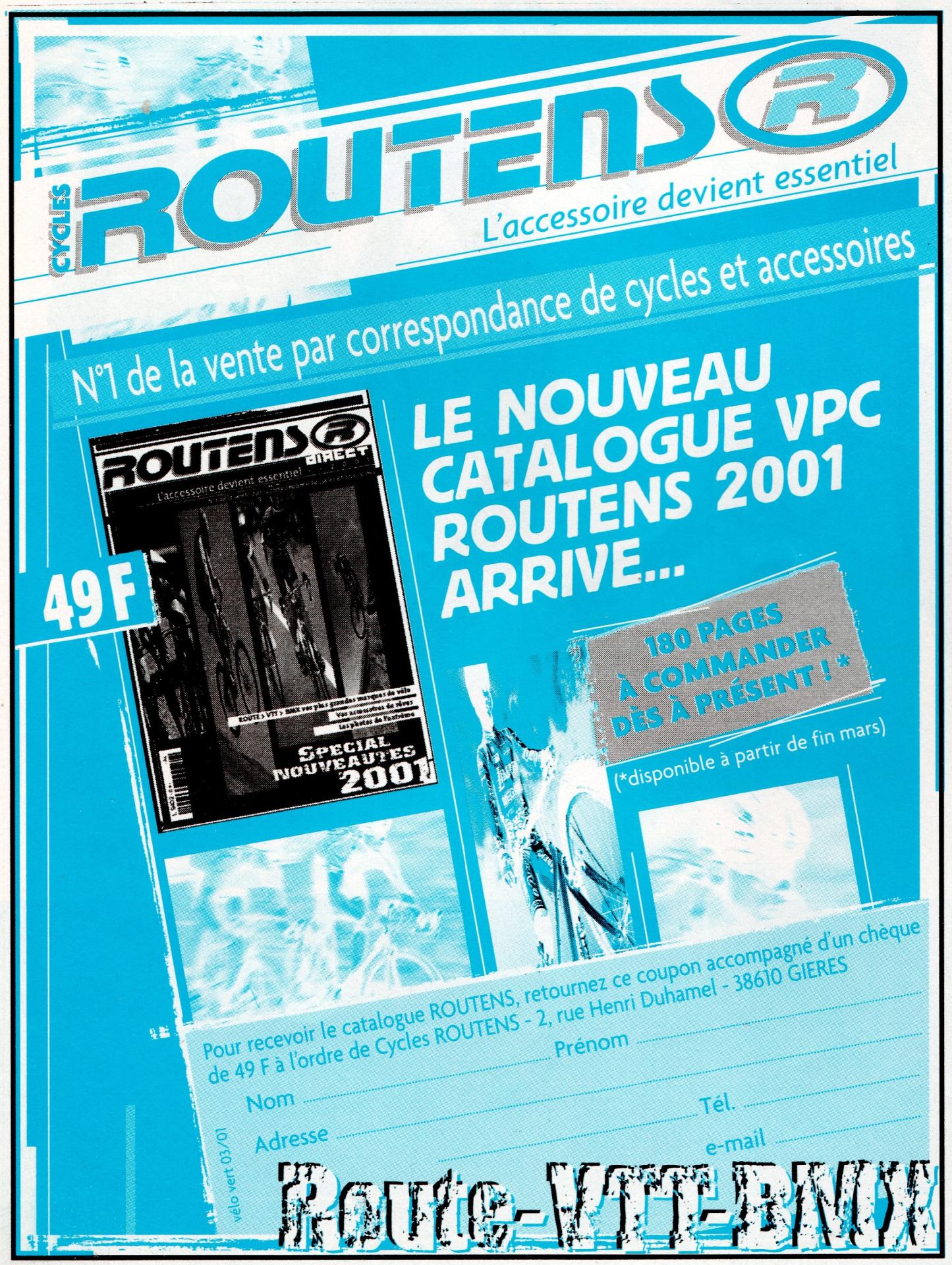 Publicite dans velovert mars 2001