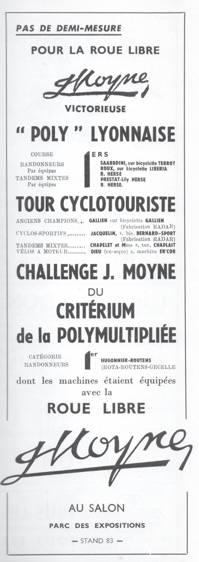 Revue le cycliste 1950 n 10 roue libre moyne 0