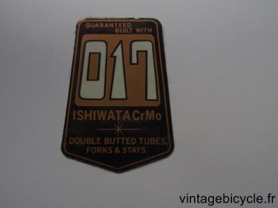 ISHIWATA 017 ORIGINAL Bicycle Frame Tubing STICKER NOS