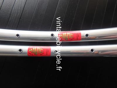 MAVIC Monthelery Pro 32h silver tubular rims 700c Vintage NOS / New set (2)