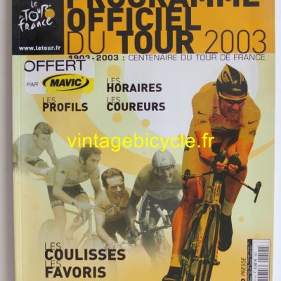 PROGRAMME OFFICIEL DU TOUR 2003