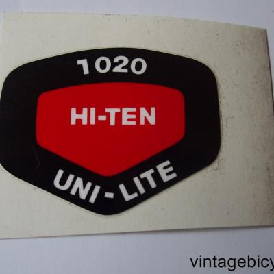 HI-TEN 1020 UNI-LITE ORIGINAL Bicycle Frame Tubing STICKER NOS