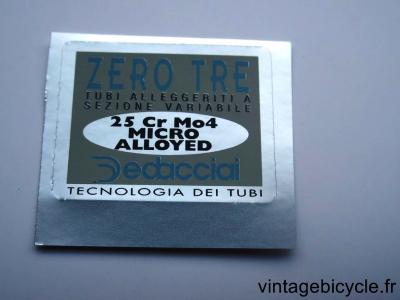 DEDACCIAI ZERO TRE ORIGINAL Bicycle Frame Tubing STICKER NOS