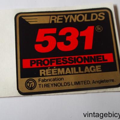 REYNOLDS 531 PROFESSIONNEL REEMAILLAGE ORIGINAL Tubes autocollants NOS