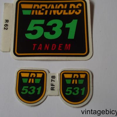 REYNOLDS 531 TANDEM ORIGINAL Tubes autocollants NOS