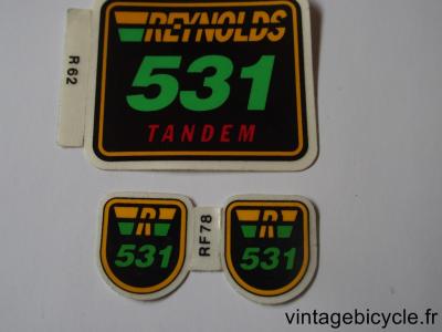 REYNOLDS 531 TANDEM ORIGINAL Tubes autocollants NOS