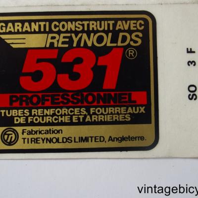 REYNOLDS 531 PROFESSIONNEL ORIGINAL Tubes autocollants NOS